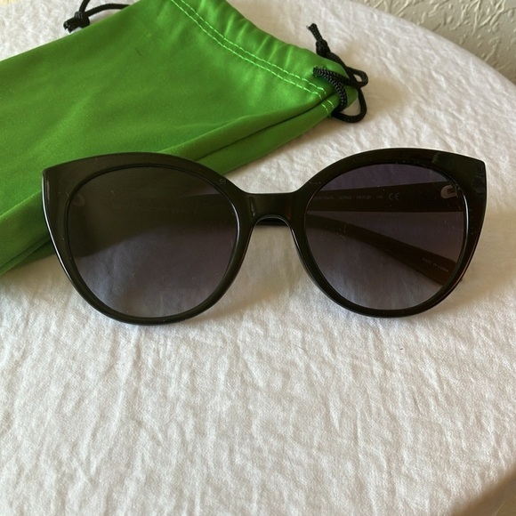 Kate Spade: Black Samantha Cat Eye Sunglasses- Gray gradient- green sleeve - Picture 11 of 16
